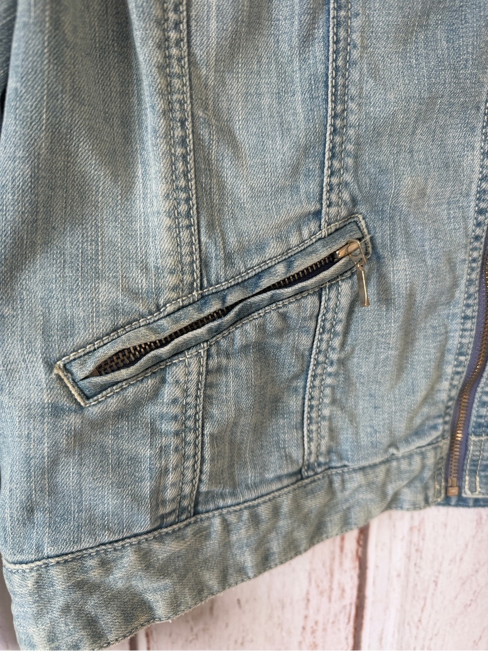 Chico's Light Blue Denim Zip Jacket Chico’s Size 2 (Large/12) - Picture 2 of 7